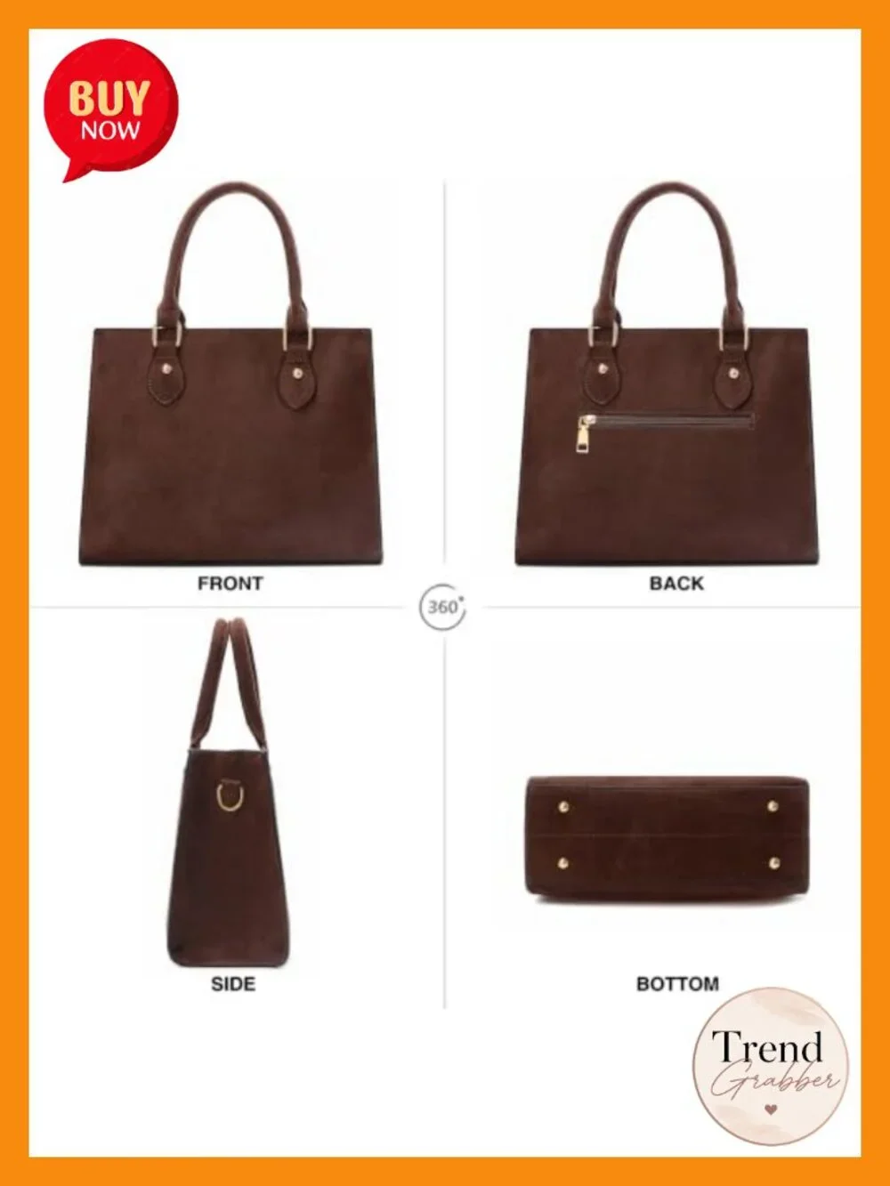 PU Leather Satchel Crossbody Handbag Vegan Top Handle Shoulder Bag